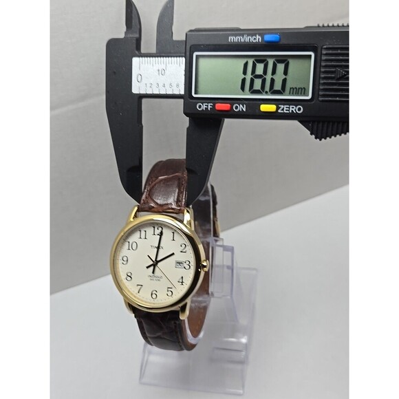 Timex Easy Reader Date Indiglo Gold Tone 35mm Quartz Watch New Battery WR 30M - Picture 7 of 15